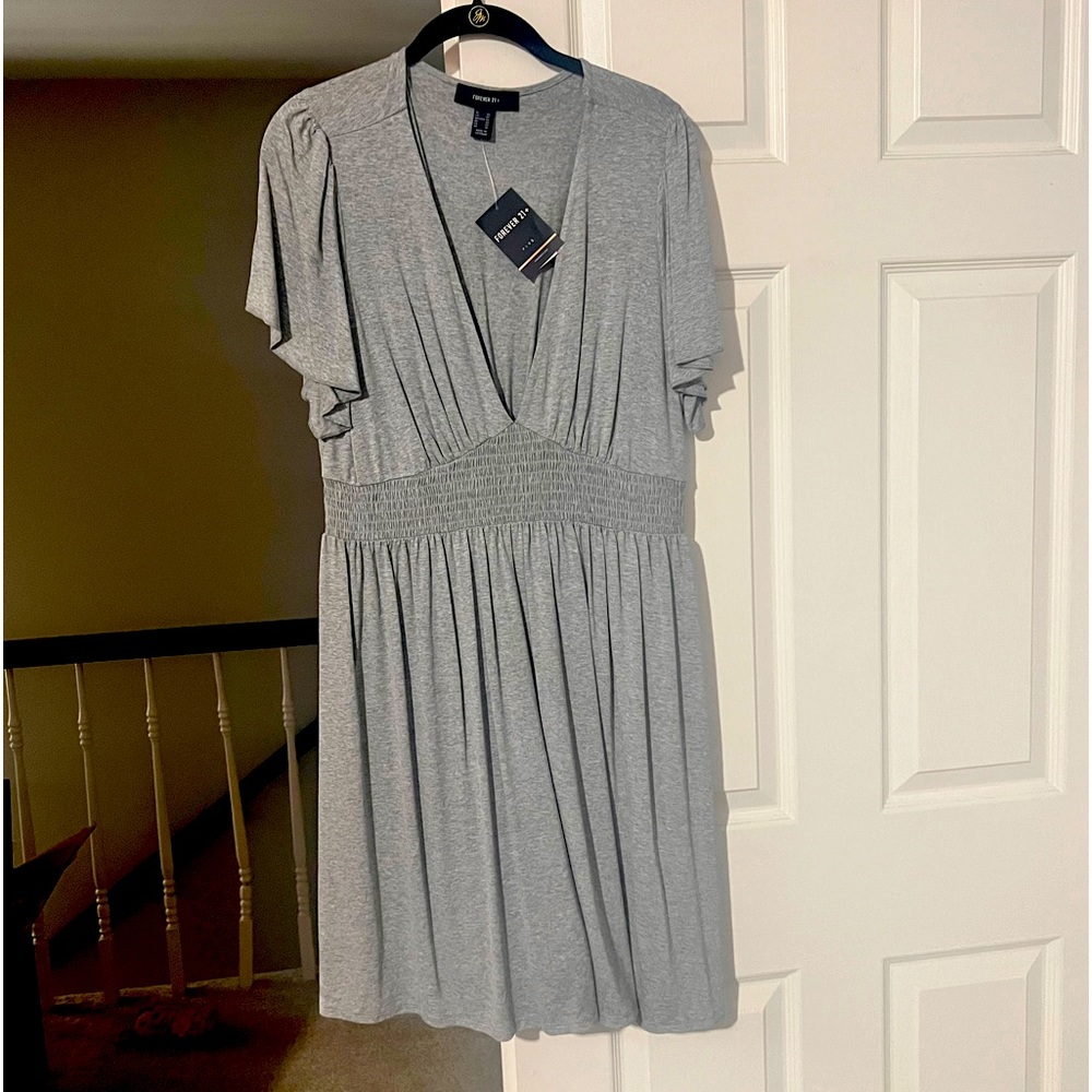 Gray V-Neck Dress